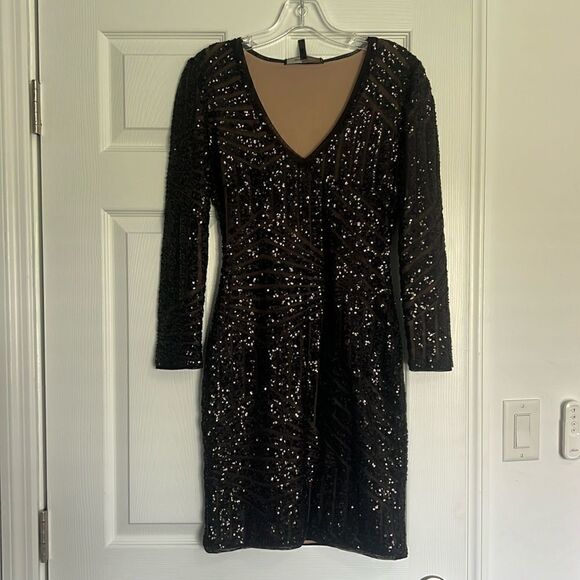 Beautiful Black Sequin BCBGMaxazria Dress - NEW - Never Worn - Picture 1 of 5